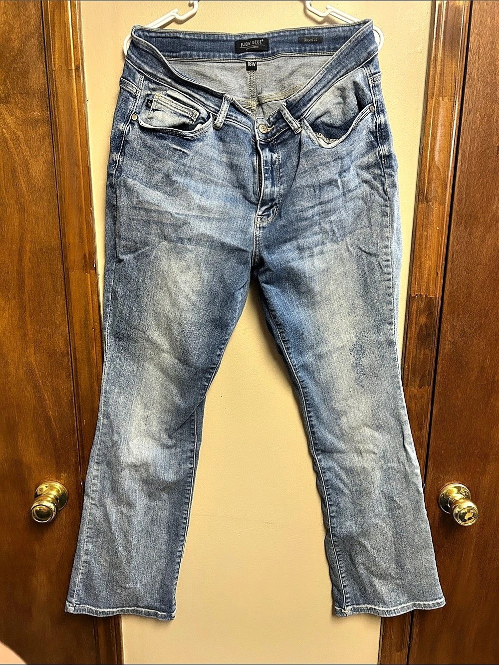 Judy Blue Boyfriend Cut Boot Cut Jeans Blue Waist 16W
